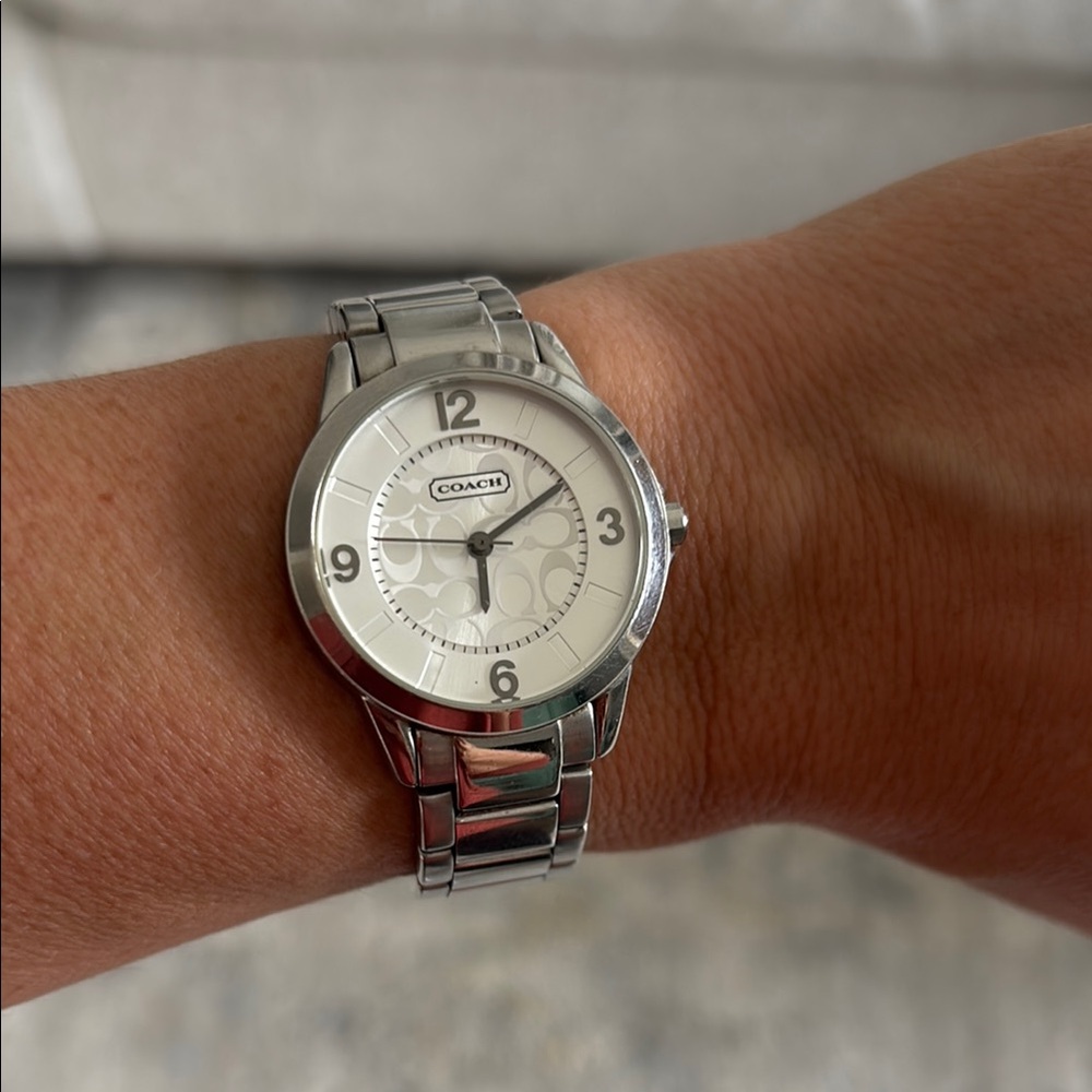 Coach Silver and White Timepiece